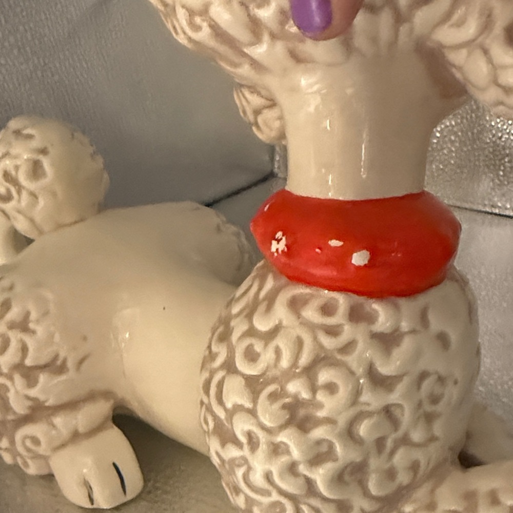 Vintage White Hand Painted Ceramic Poodle - Picture 10 of 10